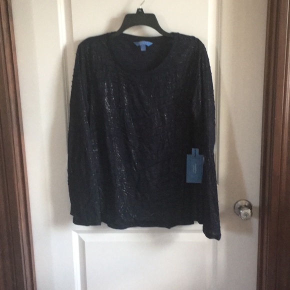 Vera Wang Simply Vera Shimmer Blue And Silver Top - Picture 6 of 8